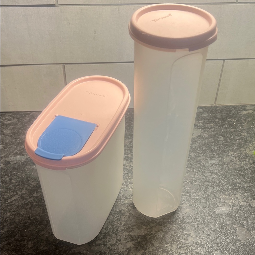 Vintage Modular Mates Tupperware #3 & #5. Stacking. Flip lid. Spaghetti keeper